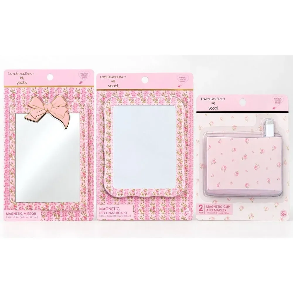 NWT LoveShackFancy x Yoobi 3 Pc Locker Set Mirror Board Cup Marker